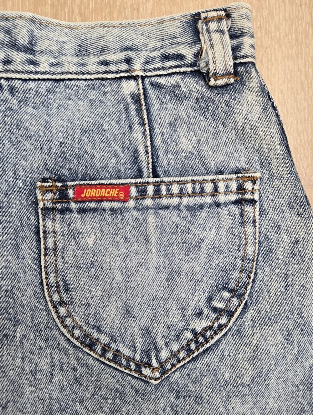 Vintage 80s Jordache Acid Wash Denim Mini Skirt Size XS 5 High Waist